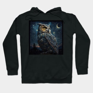 Owl during a starry starry night - Awesome Owl #6 Hoodie